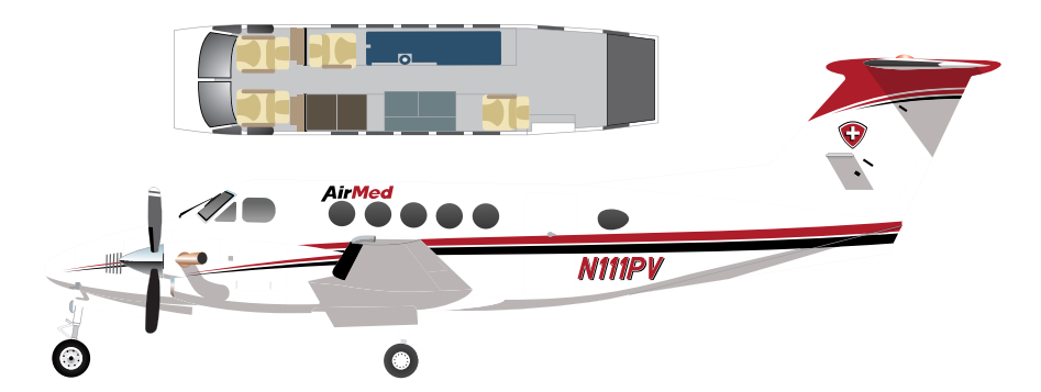King Air B-200C top-down cabin layout